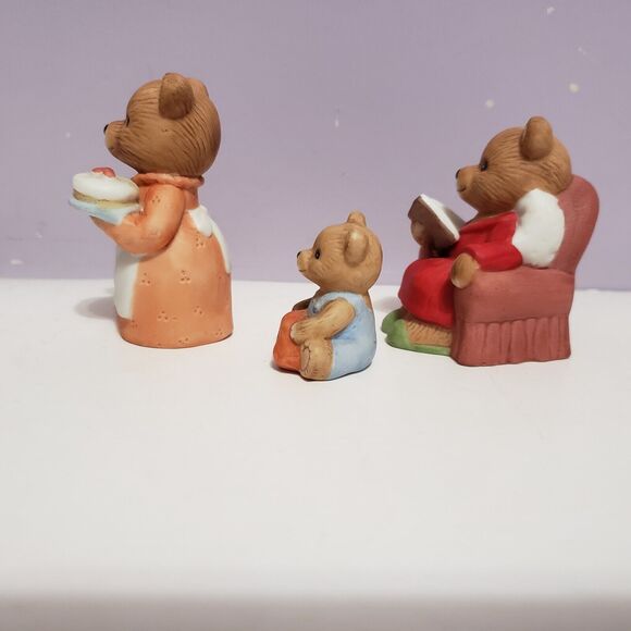 Homco Mom Dad Baby Christmas Morning Bears Figurines Home Decor Lot Of 3 - Picture 3 of 8